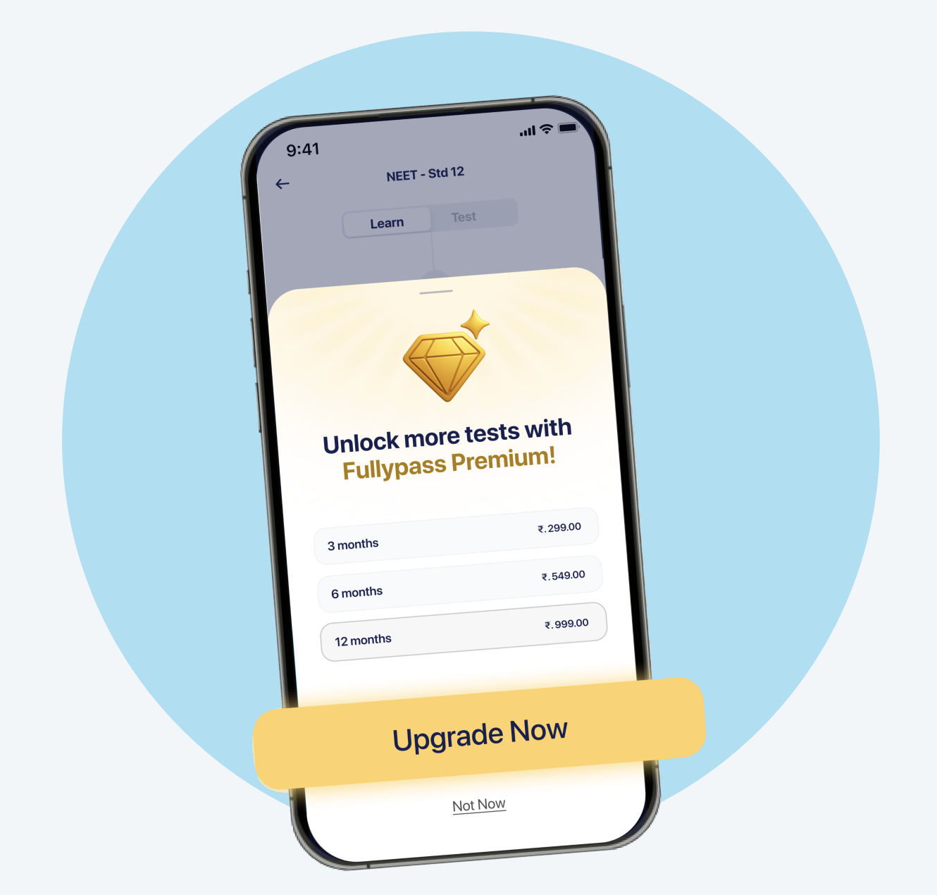 FullyPass premium upgrade phone screen with pricing options