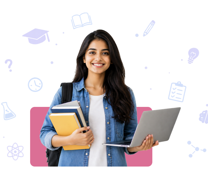 Student holding books and a laptop for FullyPass exam preparation